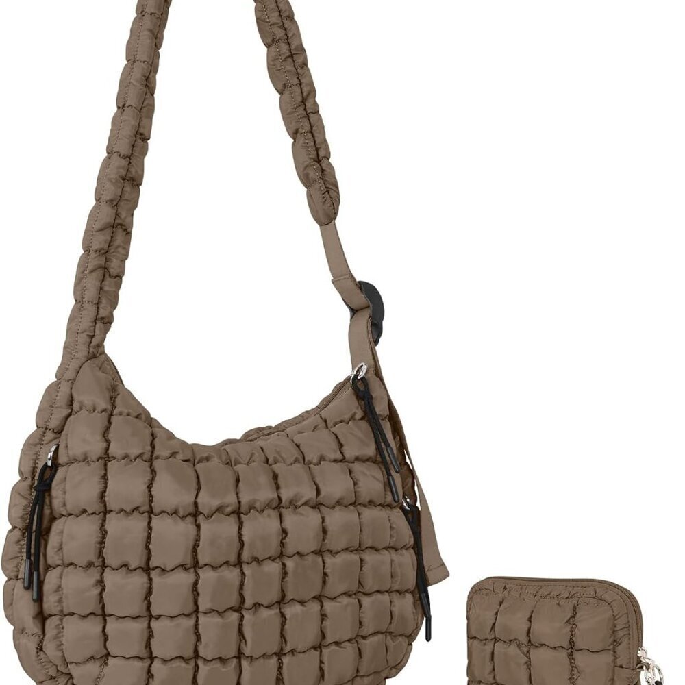 Puffer Tote Bag Quilted Water-Resistant Carryall Adjustable Shoulder Crossbody